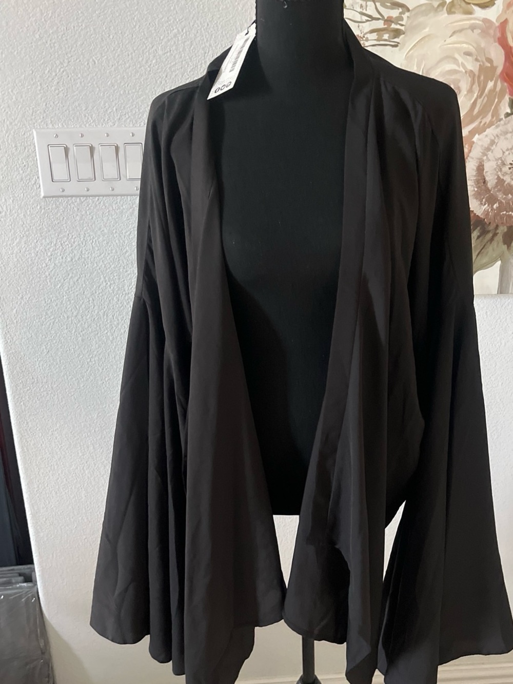 Boohoo Black Draped Open-Front Cardigan